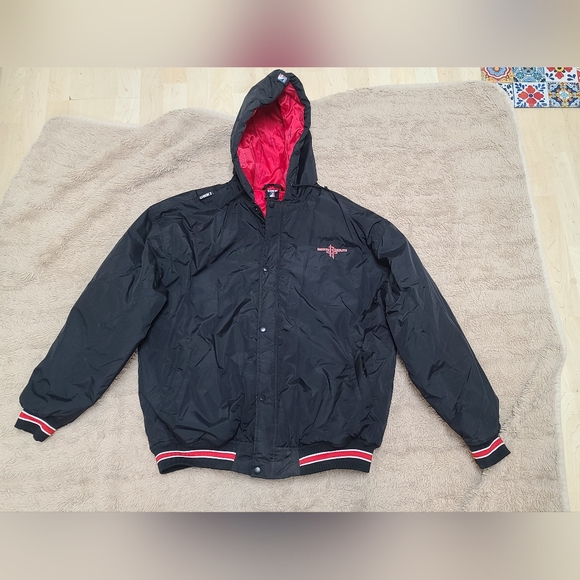 Houston Rockets Black Hooded UNK, NFL Jacket, Size Large, Vintage - Picture 5 of 7